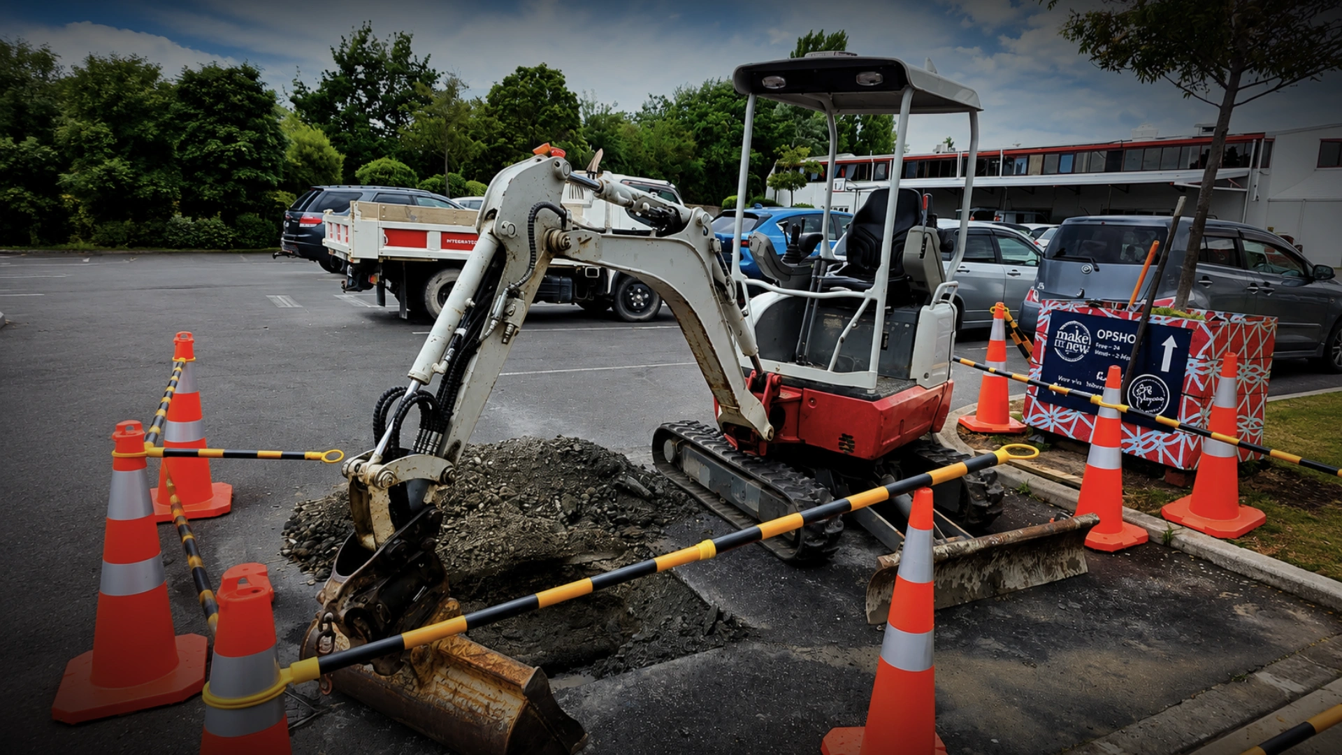 Plumber servicing a school toilet block and basins in Hawke's Bay