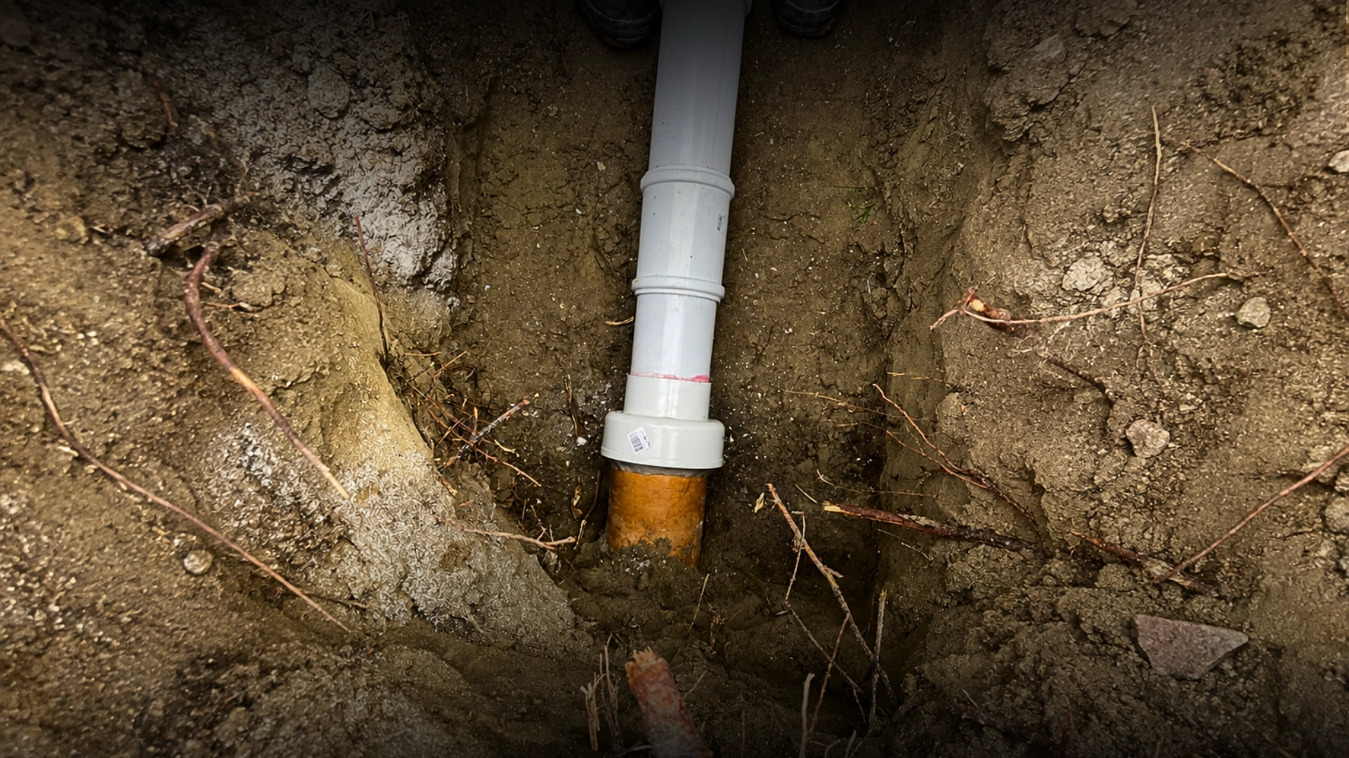 Excavated drain line exposed for pipe repair on a Hawke's Bay property