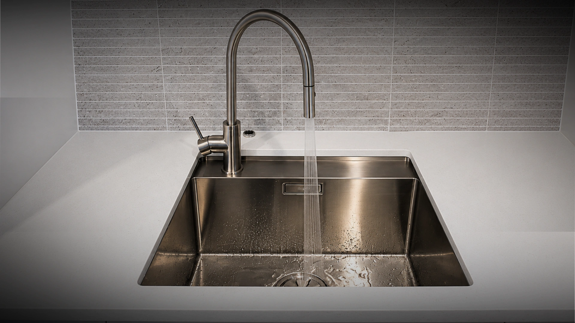 Kitchen sink waste and mixer tap being plumbed in a Napier kitchen